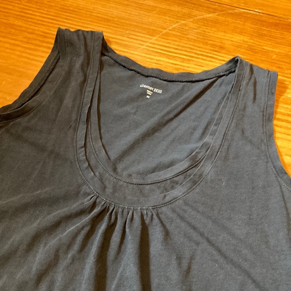 GARNET HILL XS Black Ruched Faux-Layered Tank Top Knit 100% Cotton - Picture 2 of 5